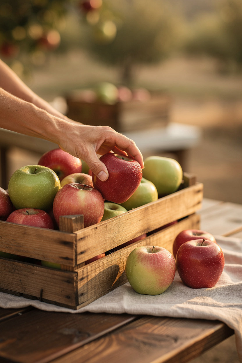 Razvan's Apples fresh-picked apples in basket from Julian orchard
